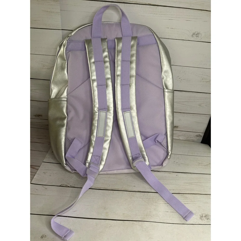 Wonder Nation Silver Metallic Sequin 17‎ Inch Backpack Laptop Sleeve Reflective